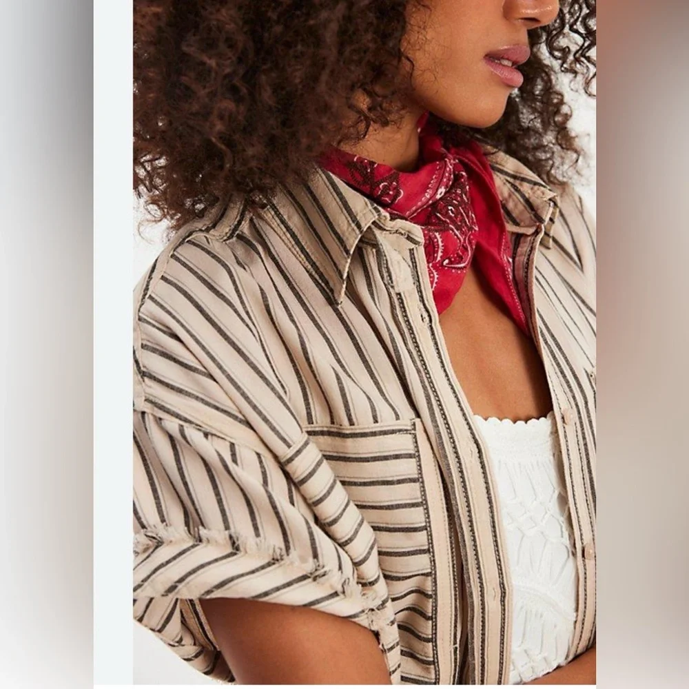 FREE PEOPLE We The Free Women's Christopher Linen Shirt XS NWOT - Picture 3 of 14